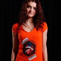 Top - Nuff Wear Heart tshirt 01713 - neon orange