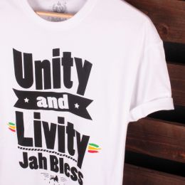 Tričko Unity and Livity Jah Bless | biele